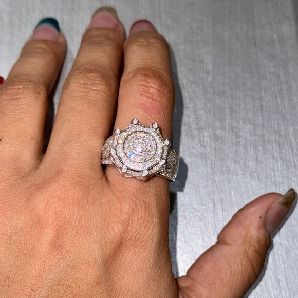 14k gold vermeil Real Moissanite diamond ring for men, 100% passes diamond tests - Picture 6 of 6